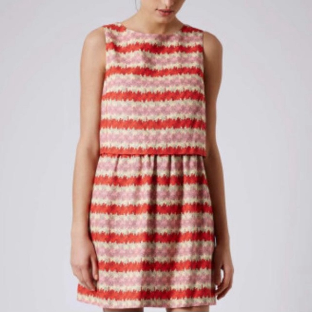Topshop Kiwi Stripe Print Crop Bodice Dress